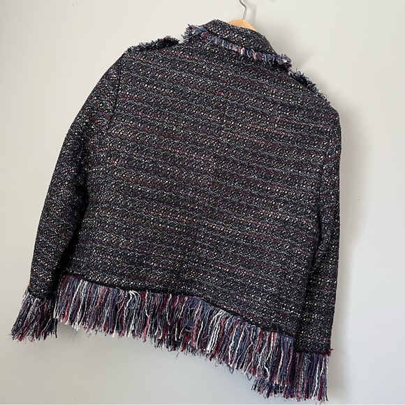 For The Republic Multicolored Rock N Roll Tweed Fringe Hem Blazer Jacket Size 8P - Picture 15 of 15